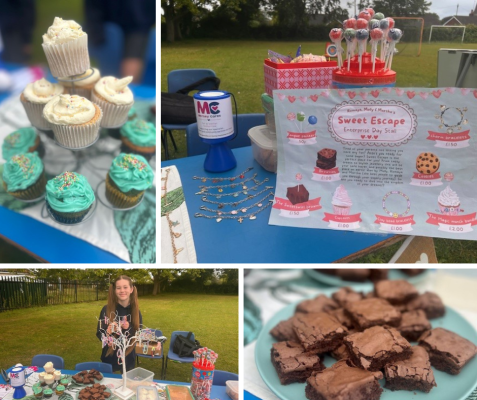 Girl proudly standing behind her stall to raise funds for Mersey Cares